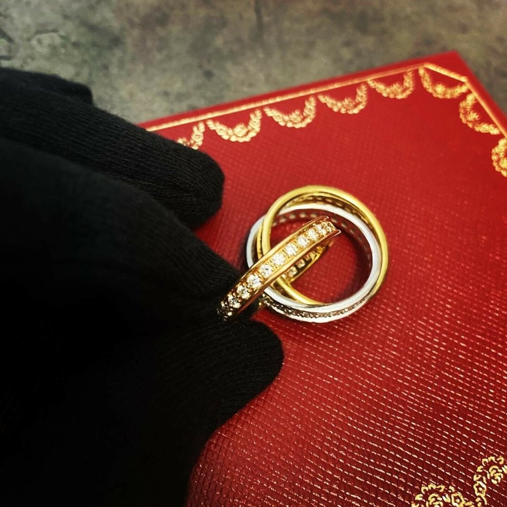 Cartier Trinity Tricolor Diamond Ring w/ Box & Cer - Picture 3 of 9